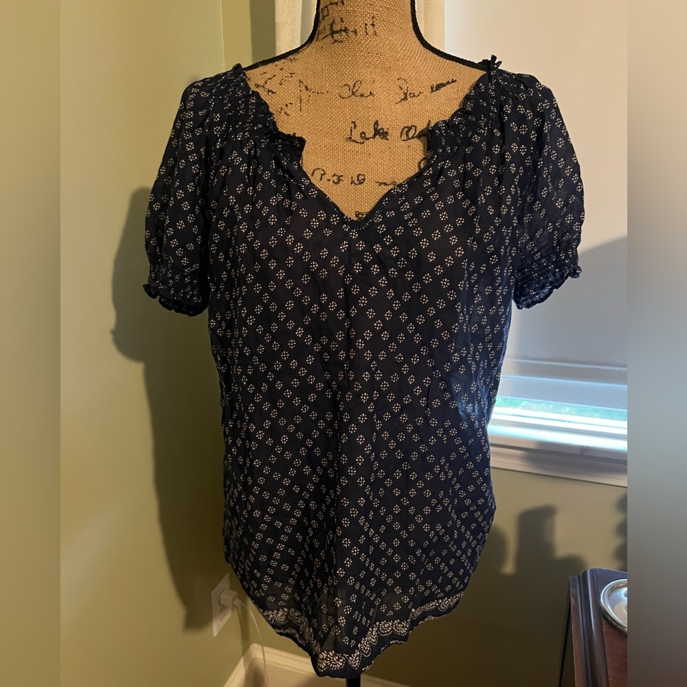 Navy Floral Puffed Short Sleeve Top by Joie, Size Small, New WithOut Tags (NWOT)